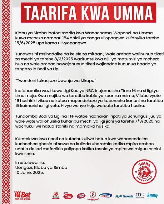 Simba SC's statement