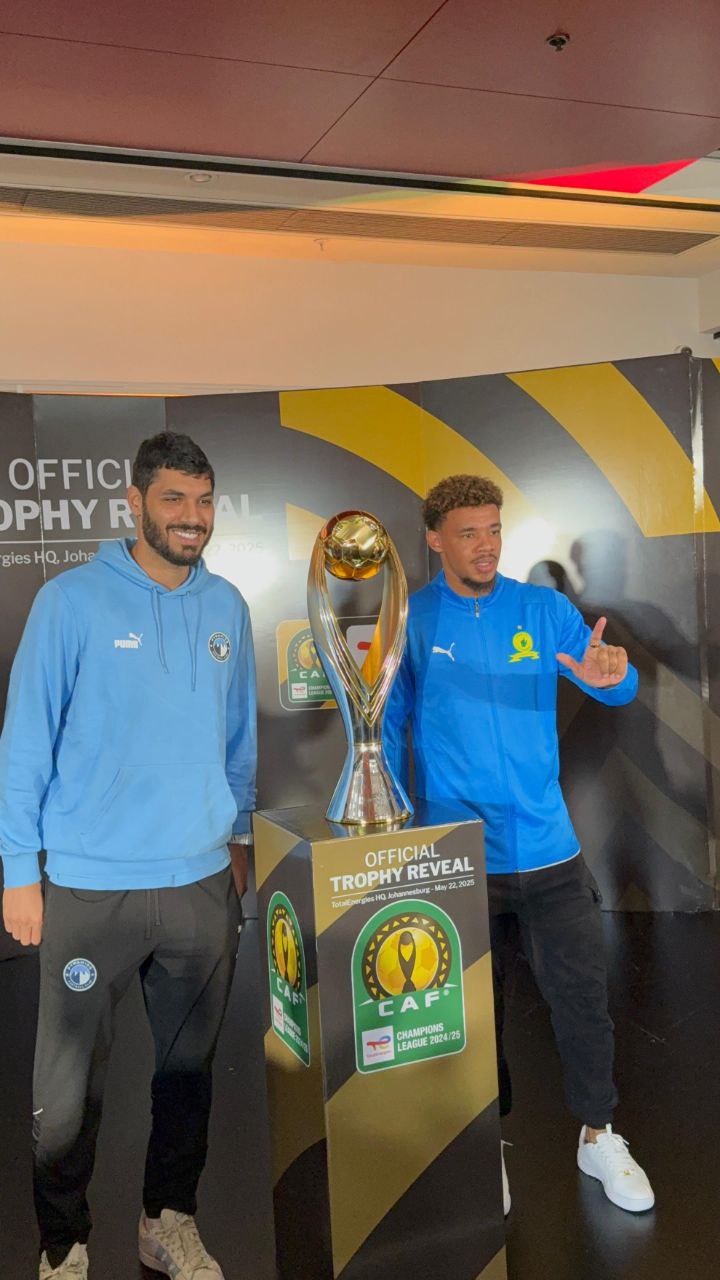 Ronwen Williams poses with new CAF Champions League trophy