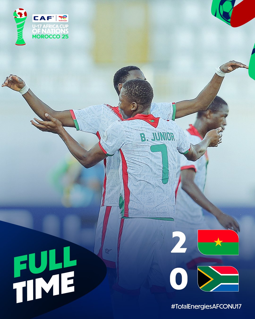 U-17 AFCON: Burkina Faso complete Group B dominance with victory over South Africa