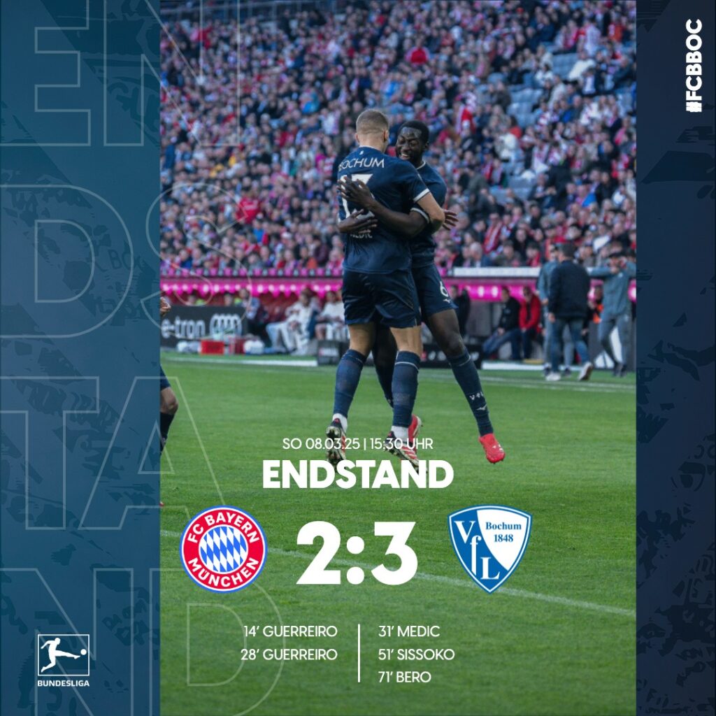 Bundesliga: Sissokho on target in Bochum upset of Bayern; Amoura converts from the spot