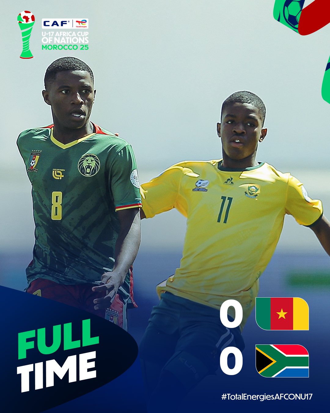 U-17 AFCON: Cameroon left frustrated in draw with South Africa