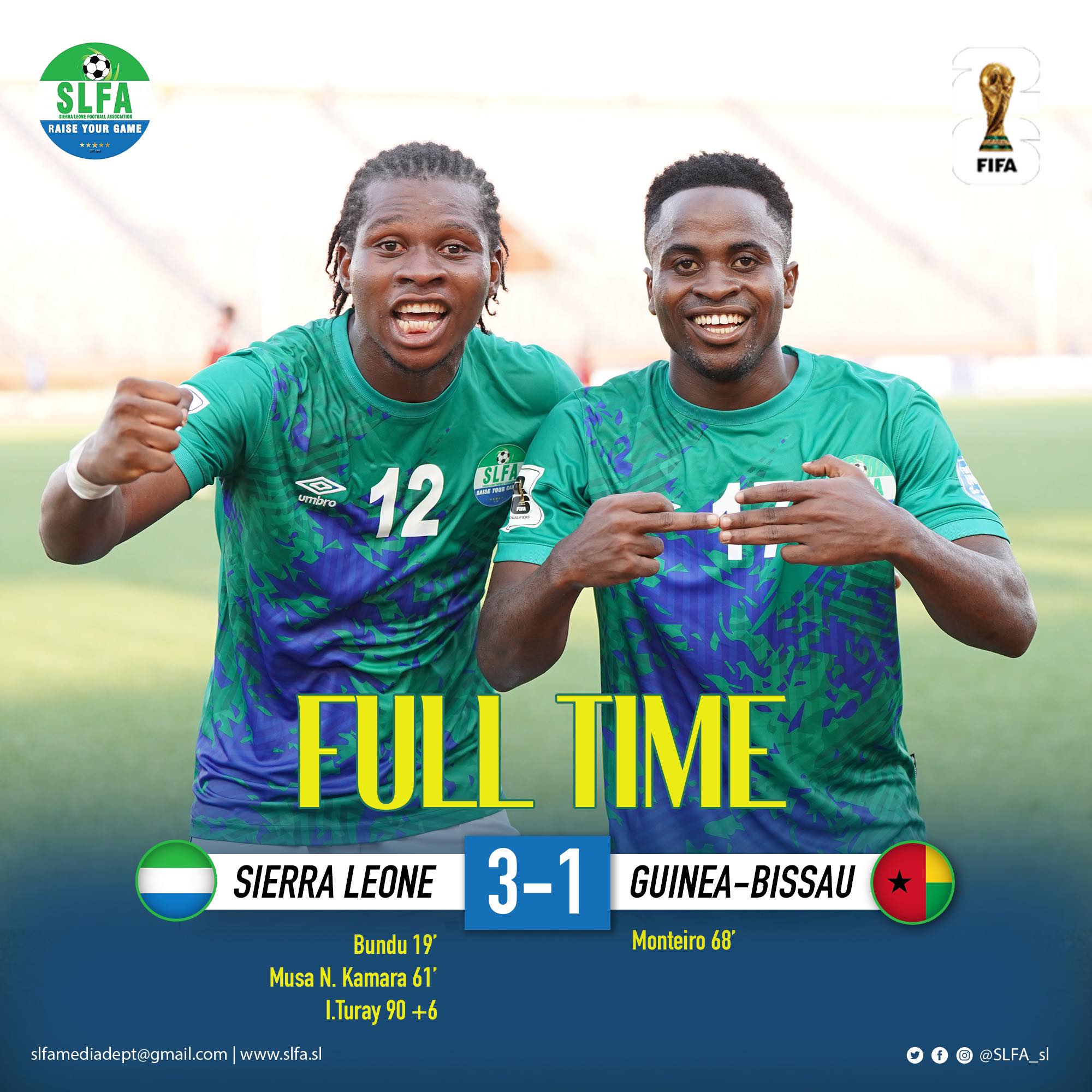 2026 WCQ: Ruthless Sierra Leone punish Guinea-Bissau’s errors in massive victory