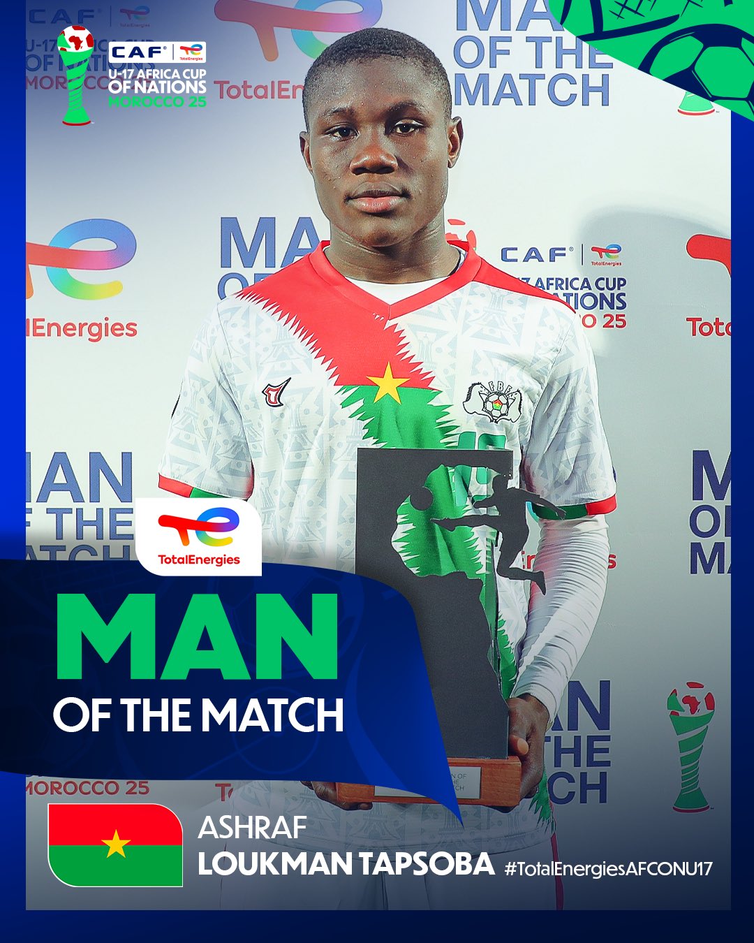 U-17 AFCON: “It’s a source of motivation for the next matches;” Burkina Faso hero Achraf Tapsoba
