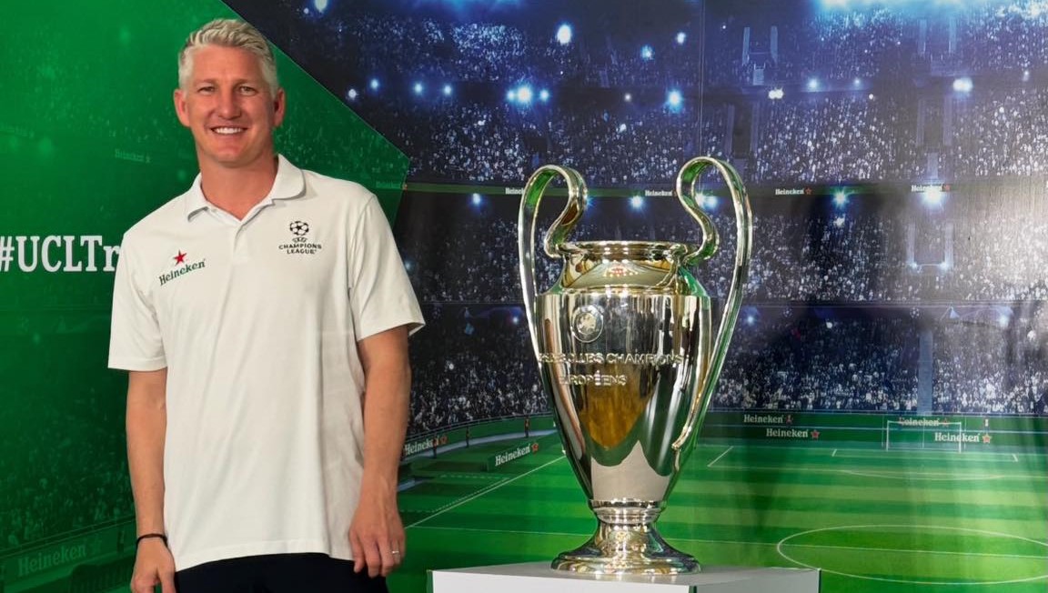 Bastian Schweinsteiger brings UEFA Champions League trophy to Africa