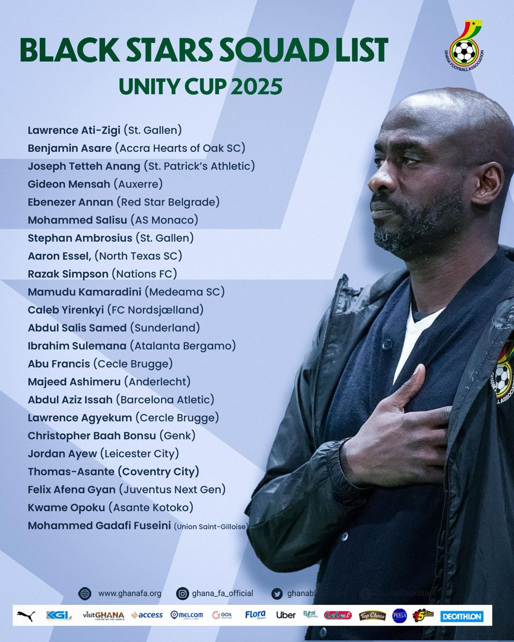 Unity Cup: Afena-Gyan makes Black Stars return as Otto Addo confirms final squad