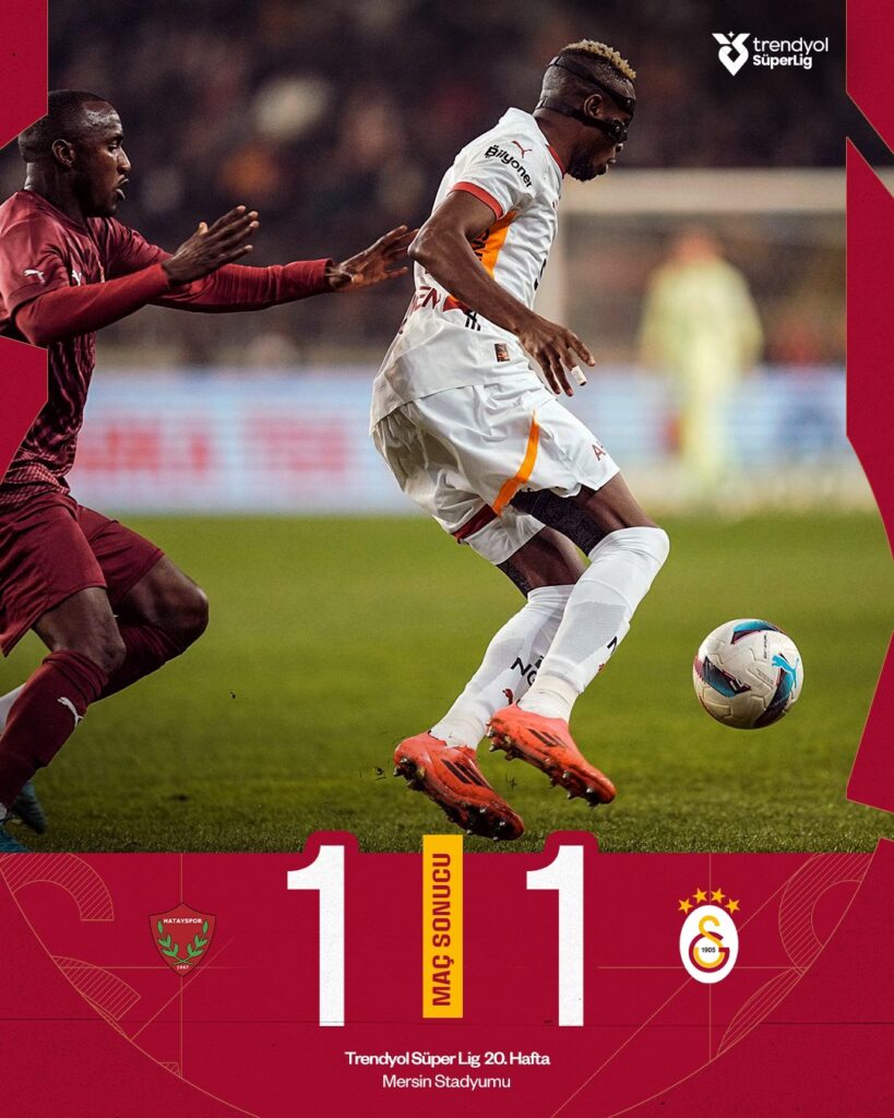 Victor Osimhen scores from the penalty spot to rescue a point for Galatasaray