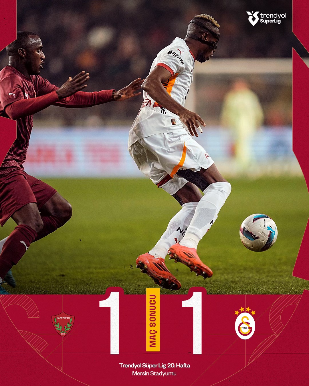 Victor Osimhen scores from the penalty spot to rescue a point for Galatasaray