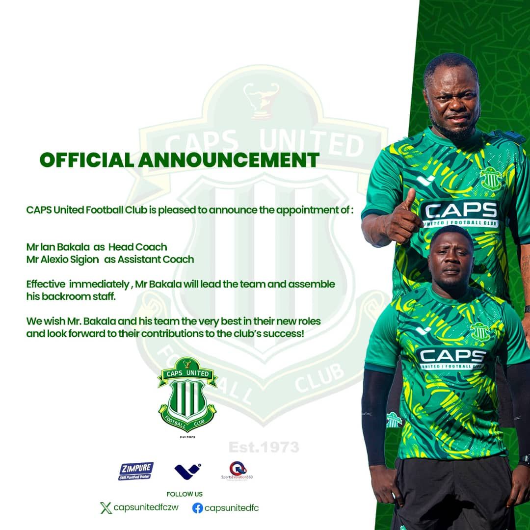 Zimbabwe’s PSL: Caps United make U-turn, unveil coach Ian Bakala