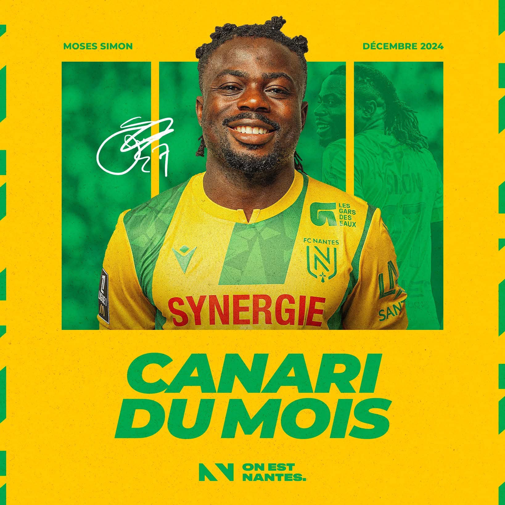 Nigeria’s Moses Simon named Nantes Player of the Month for December
