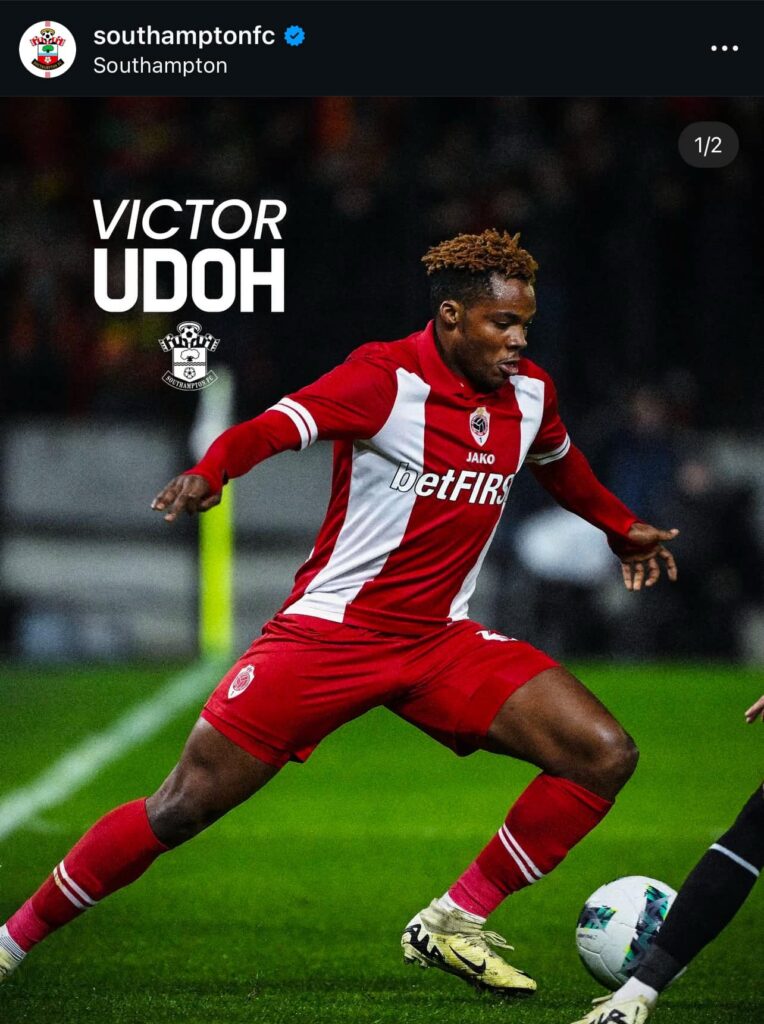Victor Udoh: Southampton sign Nigeria prospect from Belgium’s Royal Antwerp