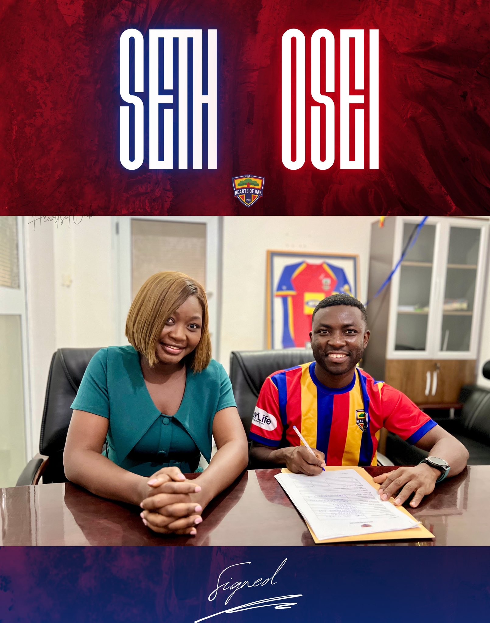 Hearts of Oak express delight in the capture of forward Seth Osei