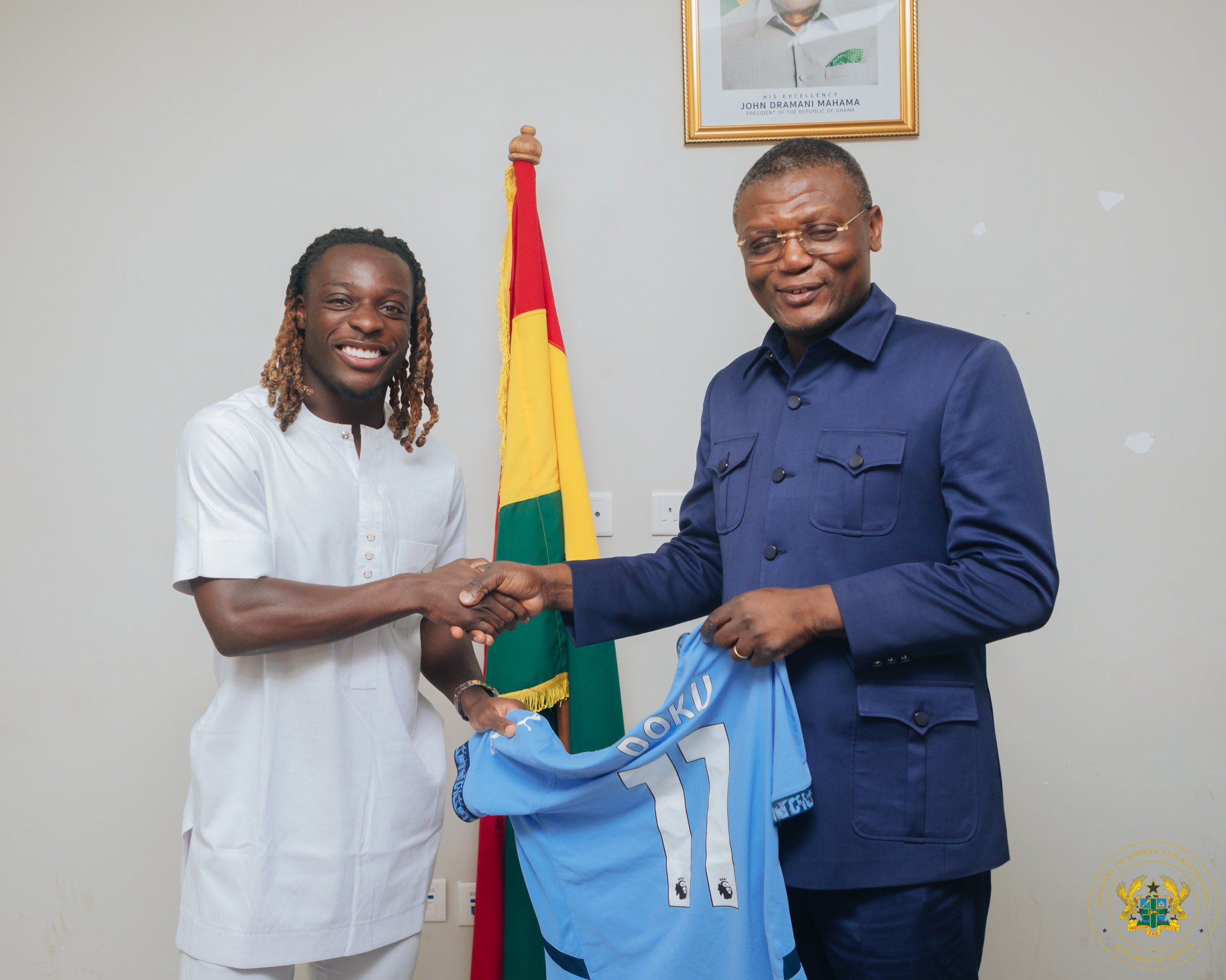 Ghana’s Sports Minister Kofi Adams pledges government’s support for Jeremy Doku