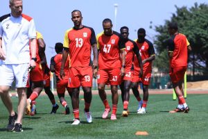 Uganda national team training before a World Cup qualifying match against Somalia