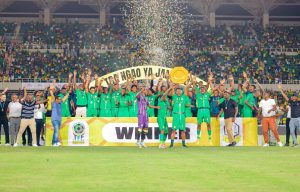 Young Africans celebrate their 2025 Tanzanian Community Shield triumph over rivals Simba SC