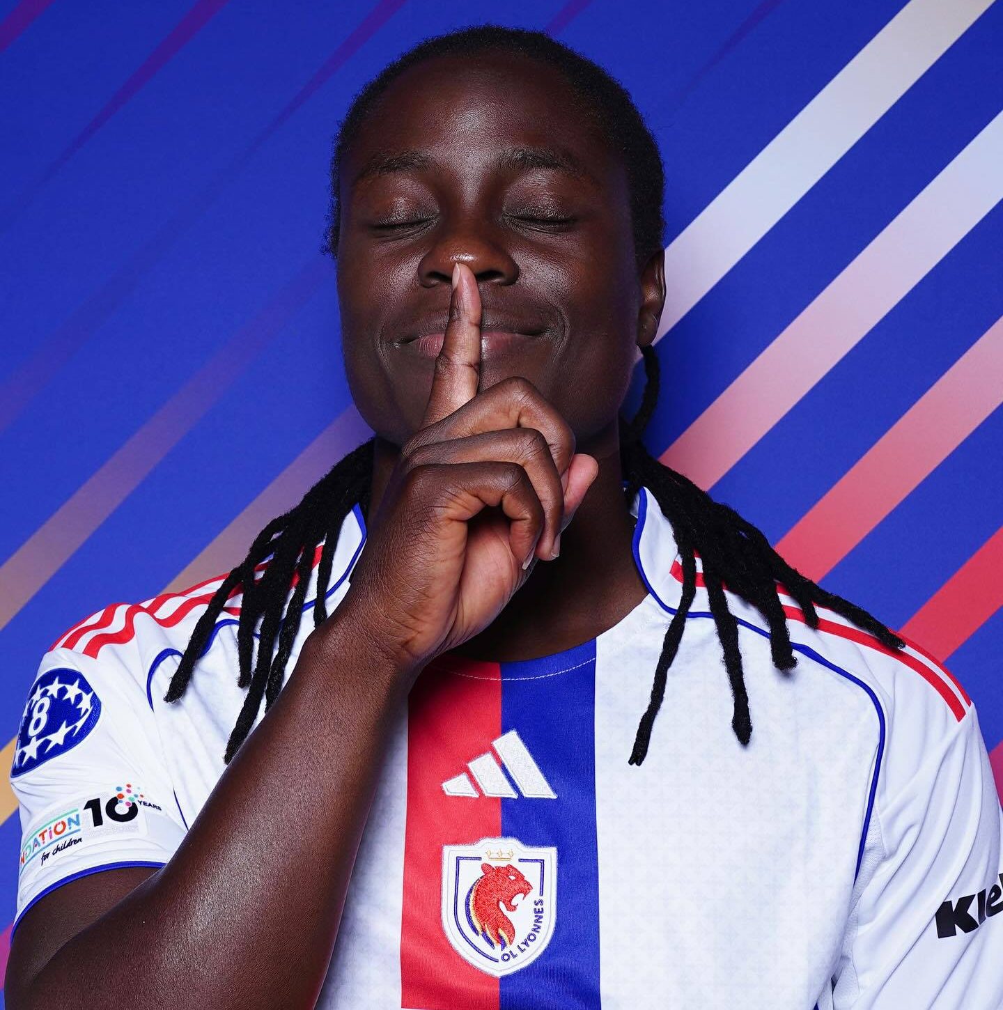 CAF Award nominee Tabitha Chawinga reacts to her Lyon goal