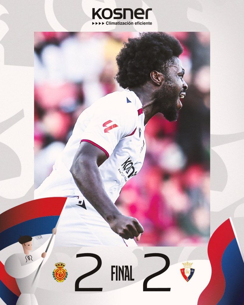 Boyomo’s late goal rescues Osasuna at Mallorca