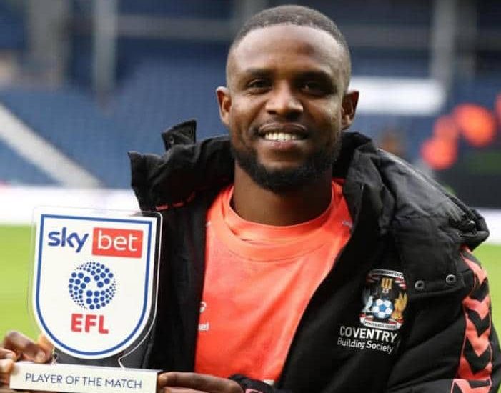 Frank Onyeka reacts to Coventry City victory