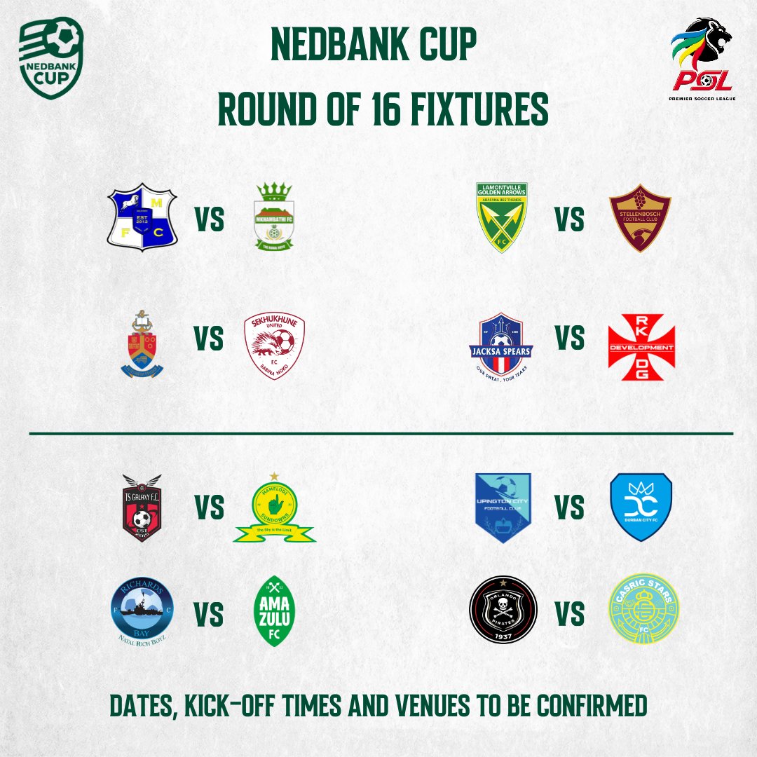 The #Nedbankcup Round Of 16 Draw Has Been Concluded