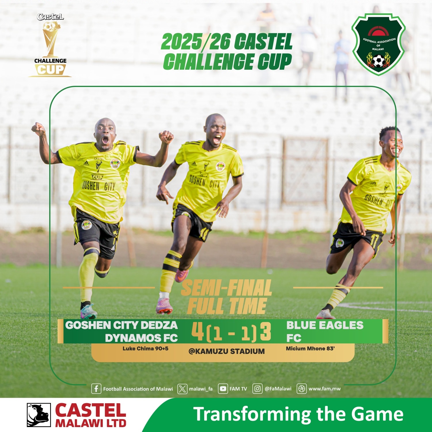 Malawi: Dedza Dynamos upset Eagles, reach Castel Cup final