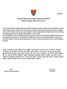 Eritrea Federation Statement Gofundme