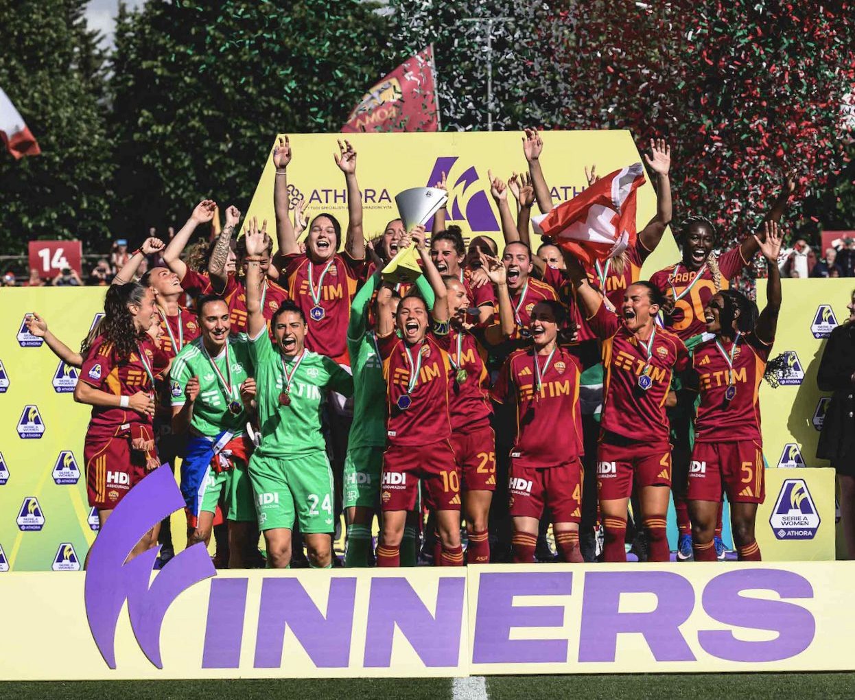 Rinsola Babajide celebrates Serie A women’s title triumph with AS Roma